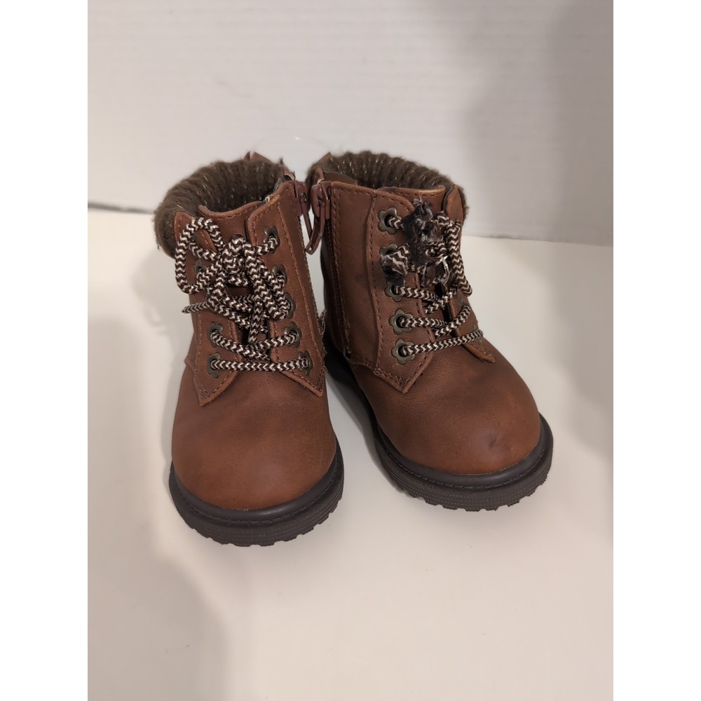 Wonder Nation Hiker Boots Baby Toddler Girl Size 4 Brown Side Zip‎ Booties Shoes